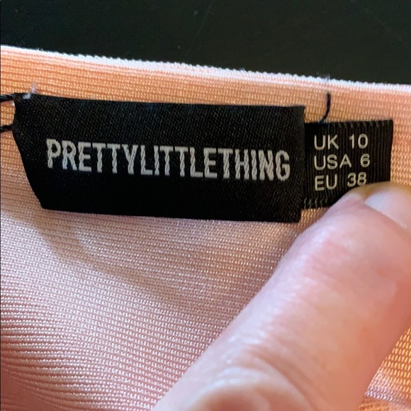 NWT pink bodycon dress with chiffon sleeve & hem - Picture 7 of 7